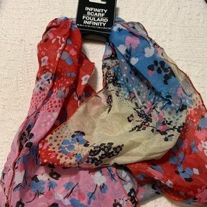 Women's Infinity Scarf Foulard Infinity Navy/ Pink/ Red with flowers Scarf